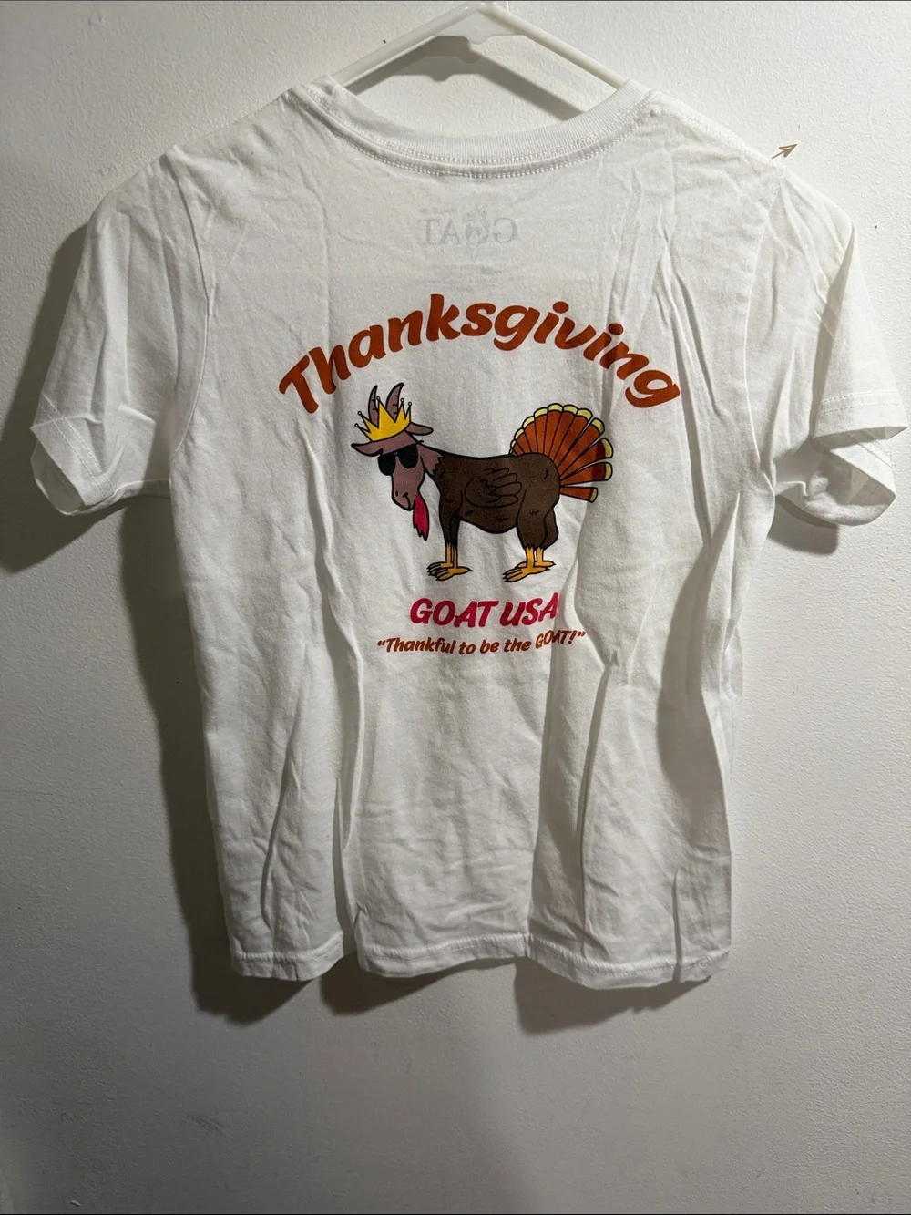 Kids White Short-Sleeve Tee with Cartoon Turkey Graphic